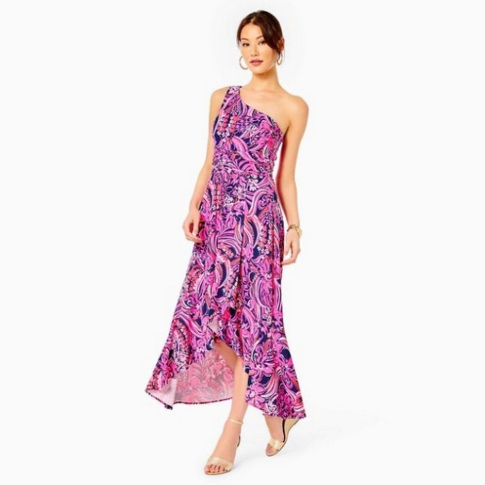 ✨2x HP✨Lilly Pulitzer Monico One-Shoulder Midi Dress NWT - Picture 4 of 11